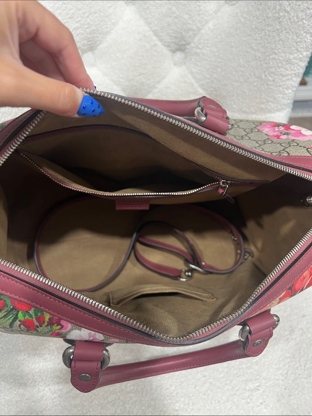 Gucci GG Supreme Blooms Floral Boston Travel Duffel Bag Rare - Picture 8 of 14